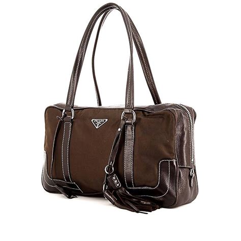 prada bowling bag brown|prada canvas bowling bag.